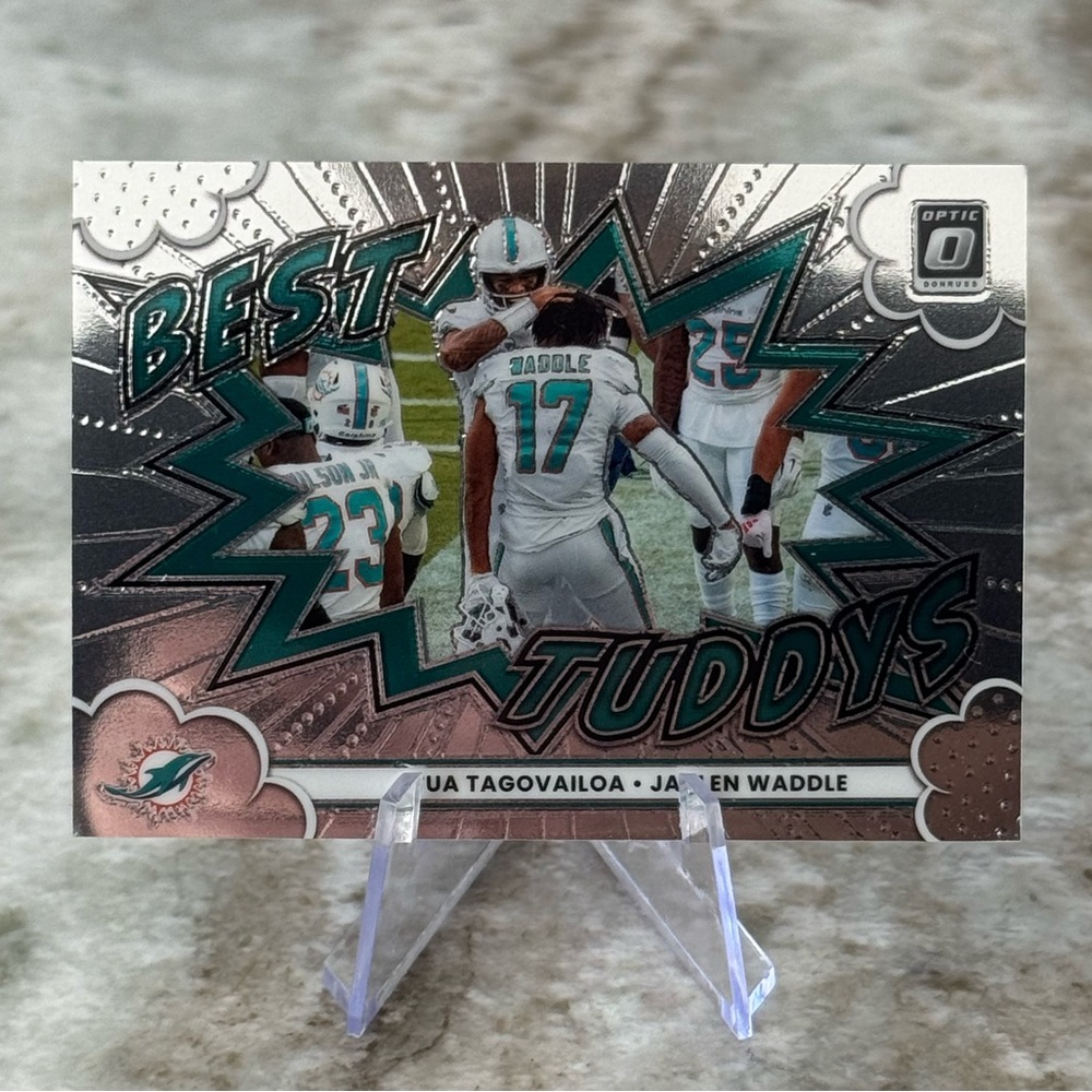 🔥 2025 Tua Tagovailoa Jaylen Waddle best Tuddys Panini Donruss Optic. Dolphins